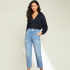 VERONICA BEARD Arya High-Rise Elastic-Waist Cargo Jeans